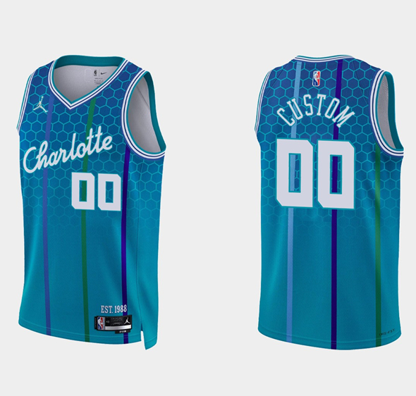 Men's Charlotte Hornets Active Player Custom 2021/22 Blue 75th Anniversary City Edition Stitched Basketball Jersey